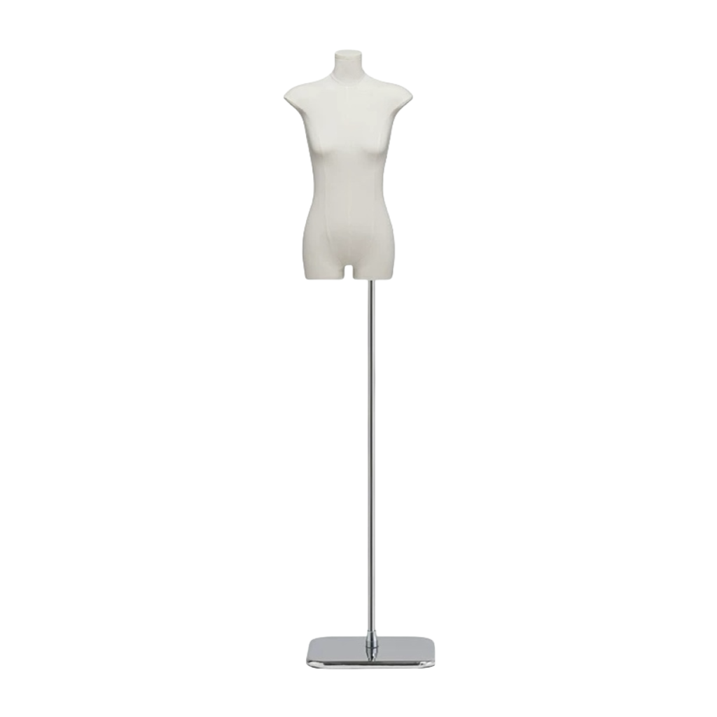 Slim-size Female Mannequin in Thickened Silver Square Base FM120246