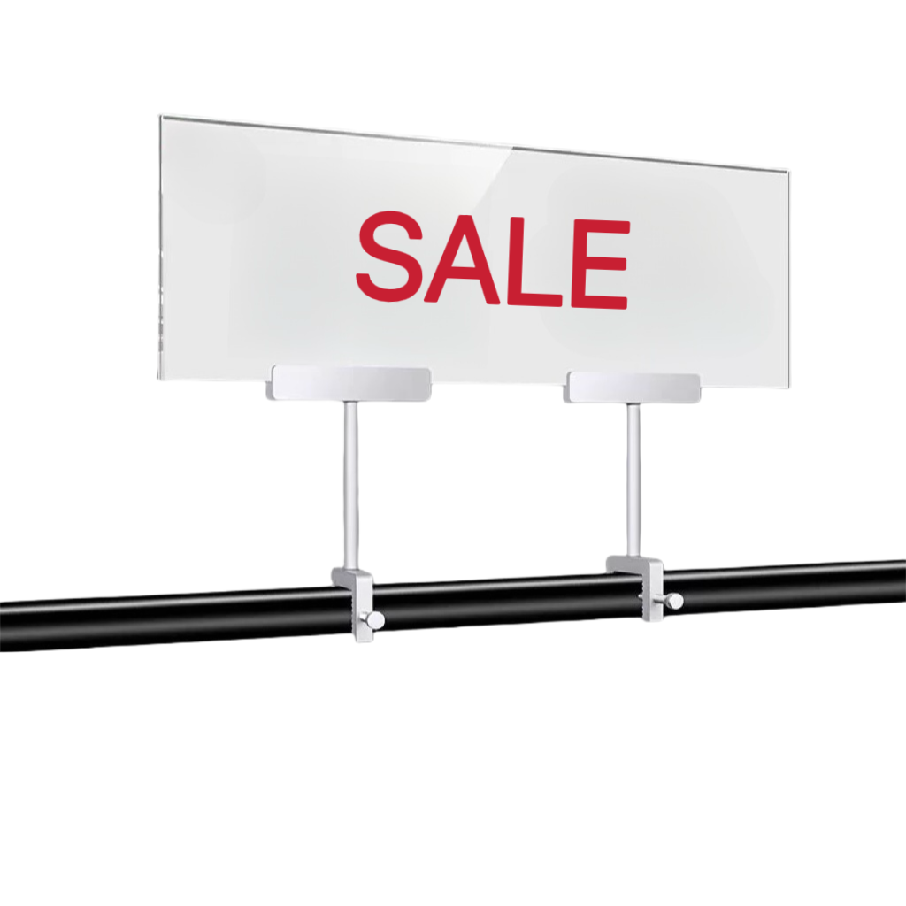 500L x 150W Acrylic Sign with Double Silver Holders SH110028