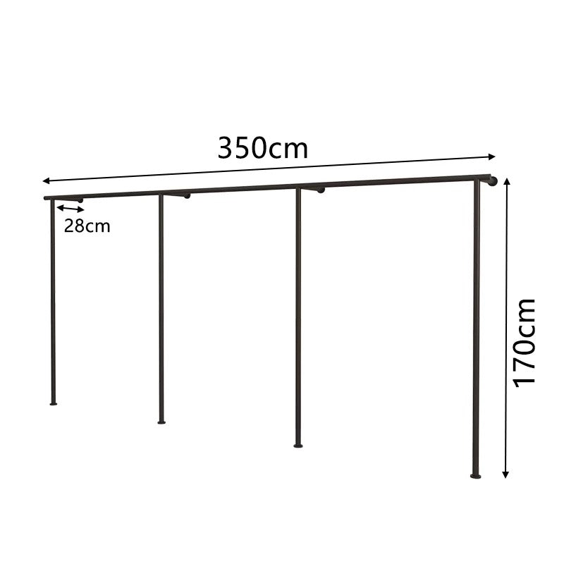 Classic Black Wall-Mounted Clothing Rack 3500L x 280W x 1700H CR100642