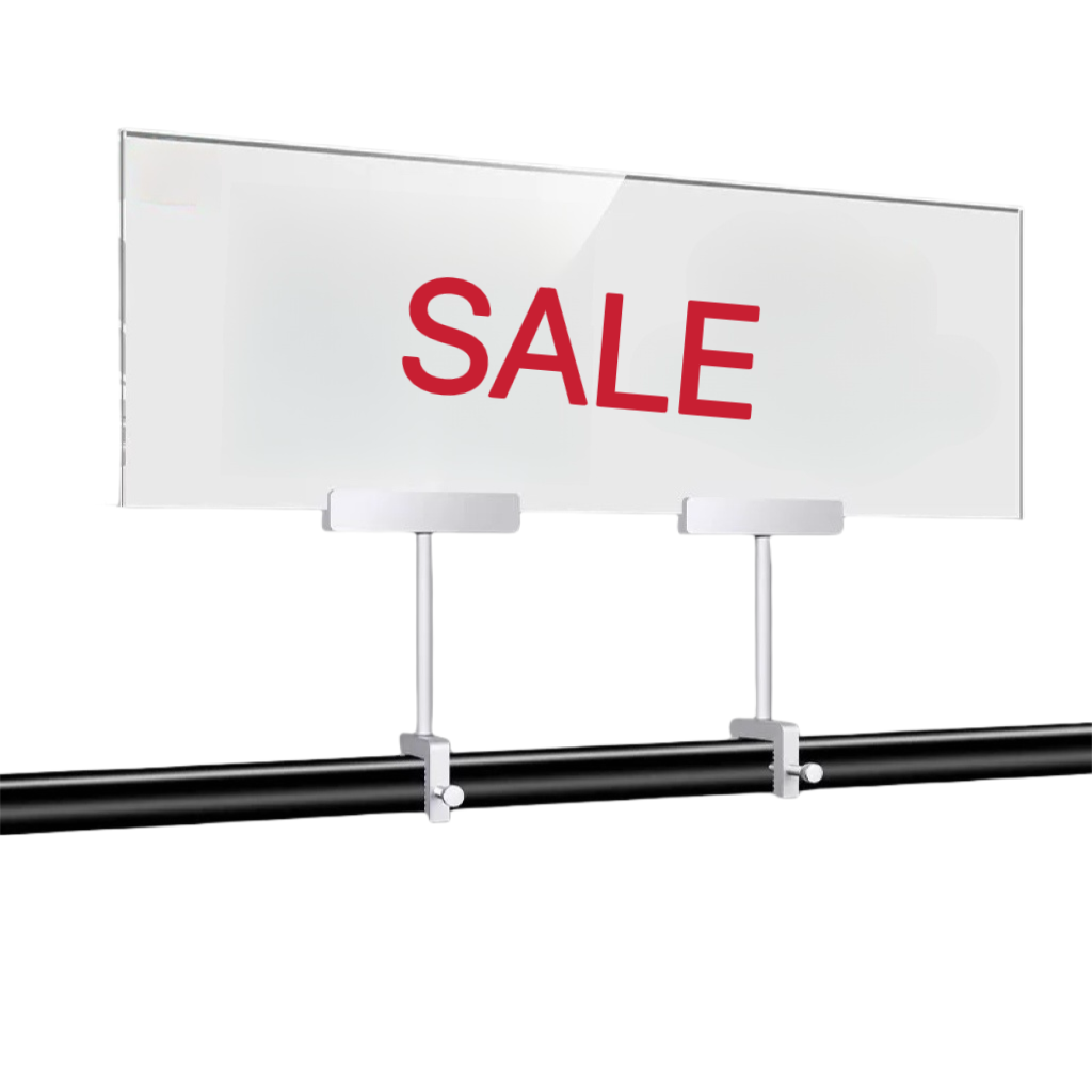 600L x 200W Acrylic Sign with Double Silver Holders SH100033