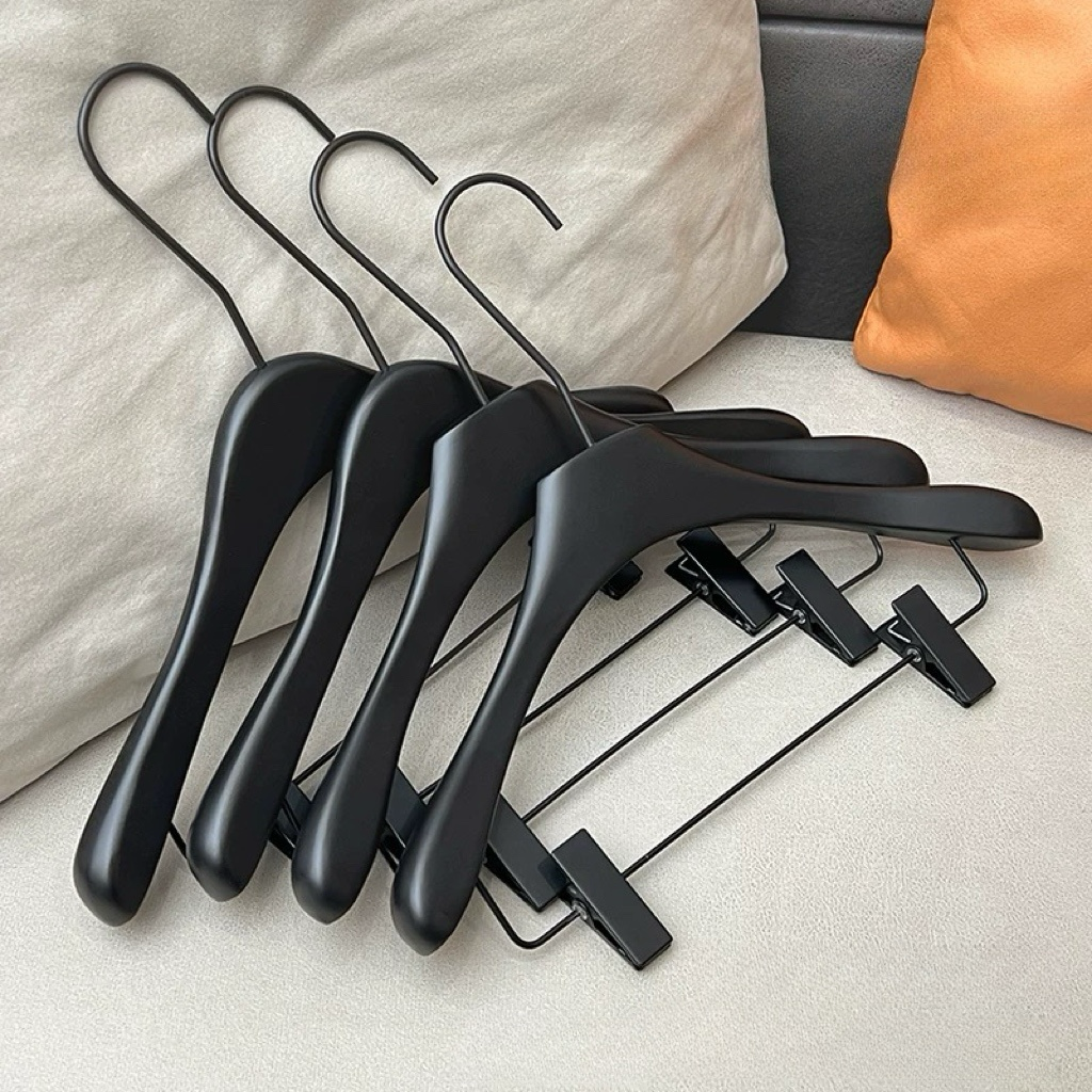 Wooden Suit Hanger for WOMEN in Black 390W x 20mm Thick HG130655