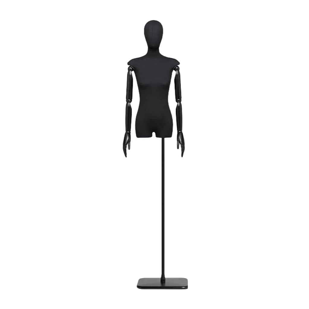 Slim-size Female Mannequin in Thickened Black Square Base FM100246