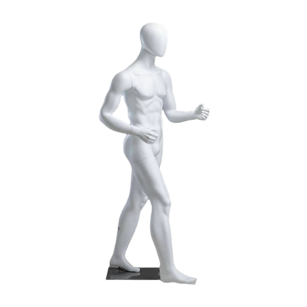 Fiberglass Dynamic Walking Pose Male Mannequin in White MM100527