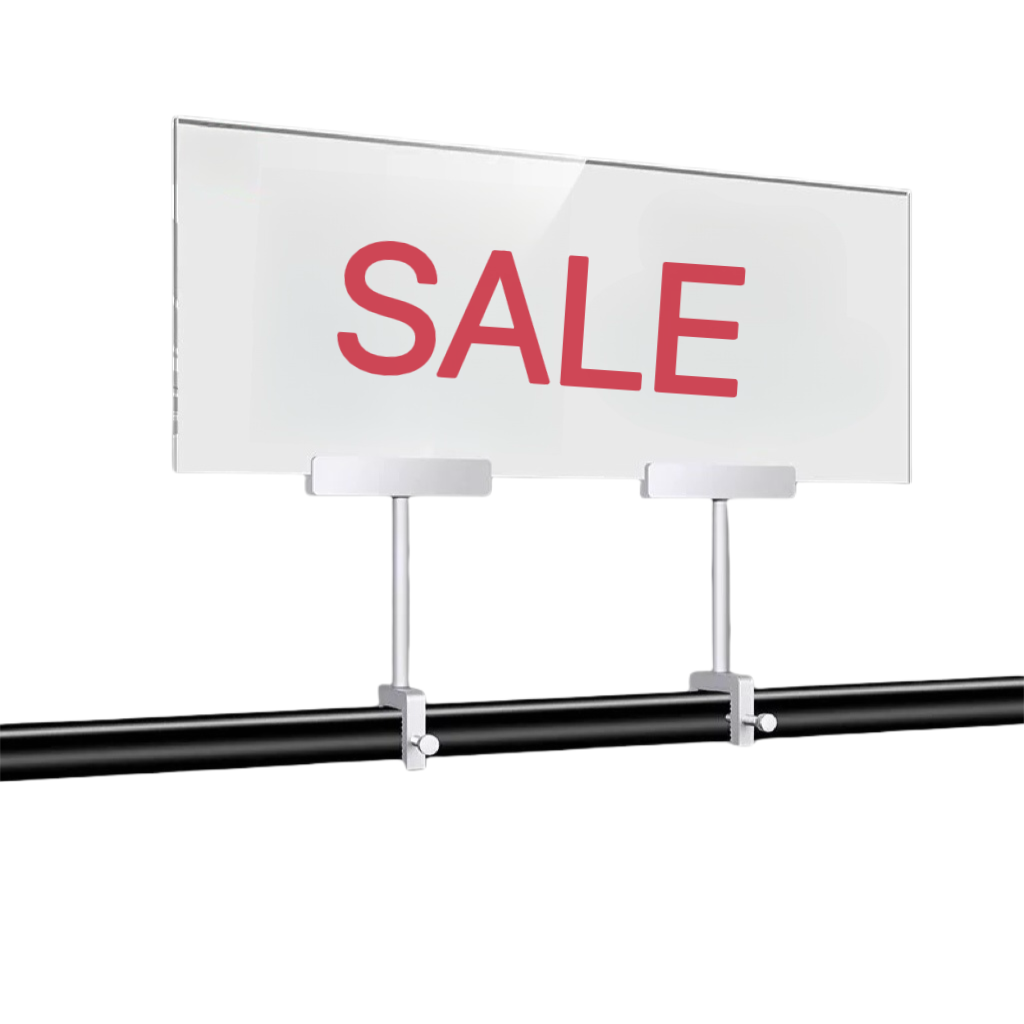 500L x 200W Acrylic Sign with Double Silver Holders SH100030