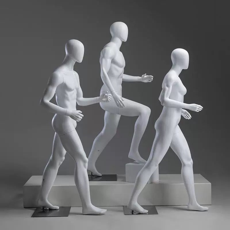 Fiberglass Dynamic Walking Pose Male Mannequin in White MM100527