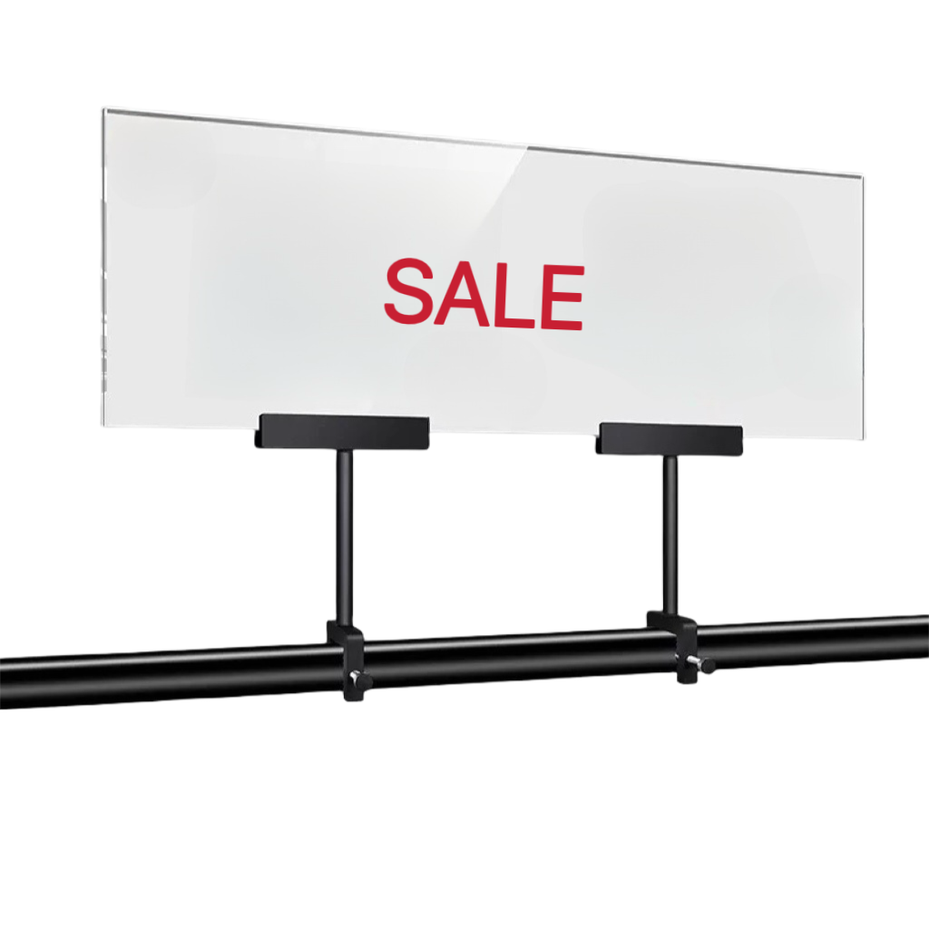 600L x 200W Acrylic Sign with Double Black Holders SH110033
