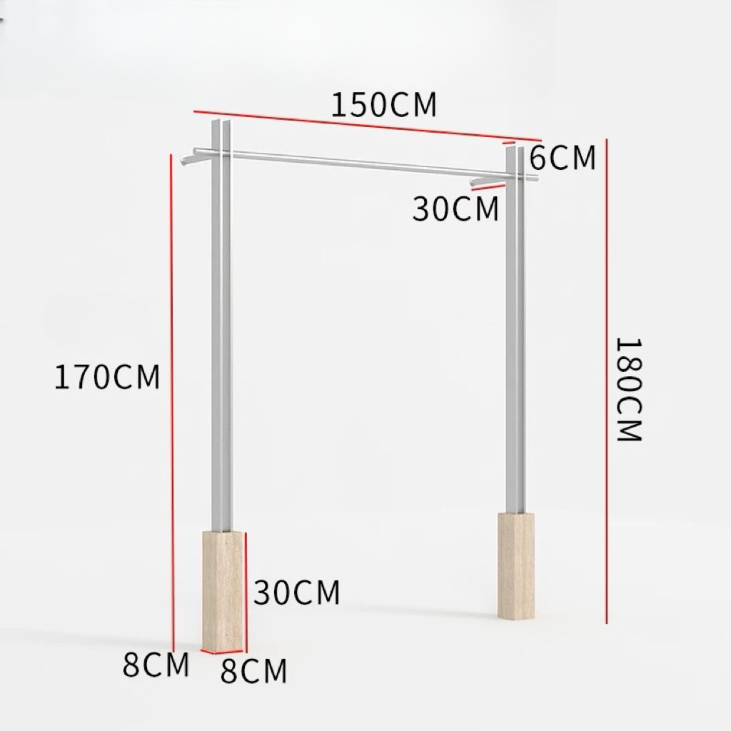 Minimalist Travertine Laminate Wall-Mounted Clothing Rack 1500L x 300W x 1800H CR100774