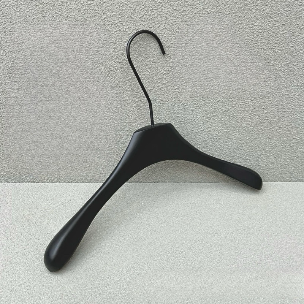 Flat-Top Wooden Clothing Hanger for WOMEN in Black 390W x 30mm Thick HG140575