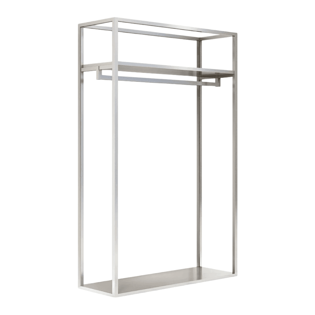 Double-level Display Silver Freestanding Stainless Steel Clothing Rack 1200L x 400W x 2200H CR110445 - Build Your Shops