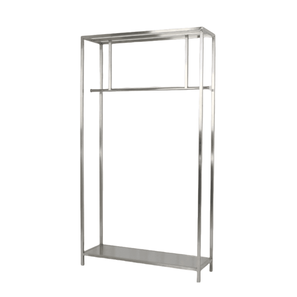 Double-level Display Silver Freestanding Stainless Steel Clothing Rack 1200L x 400W x 2200H CR100445 - Build Your Shops