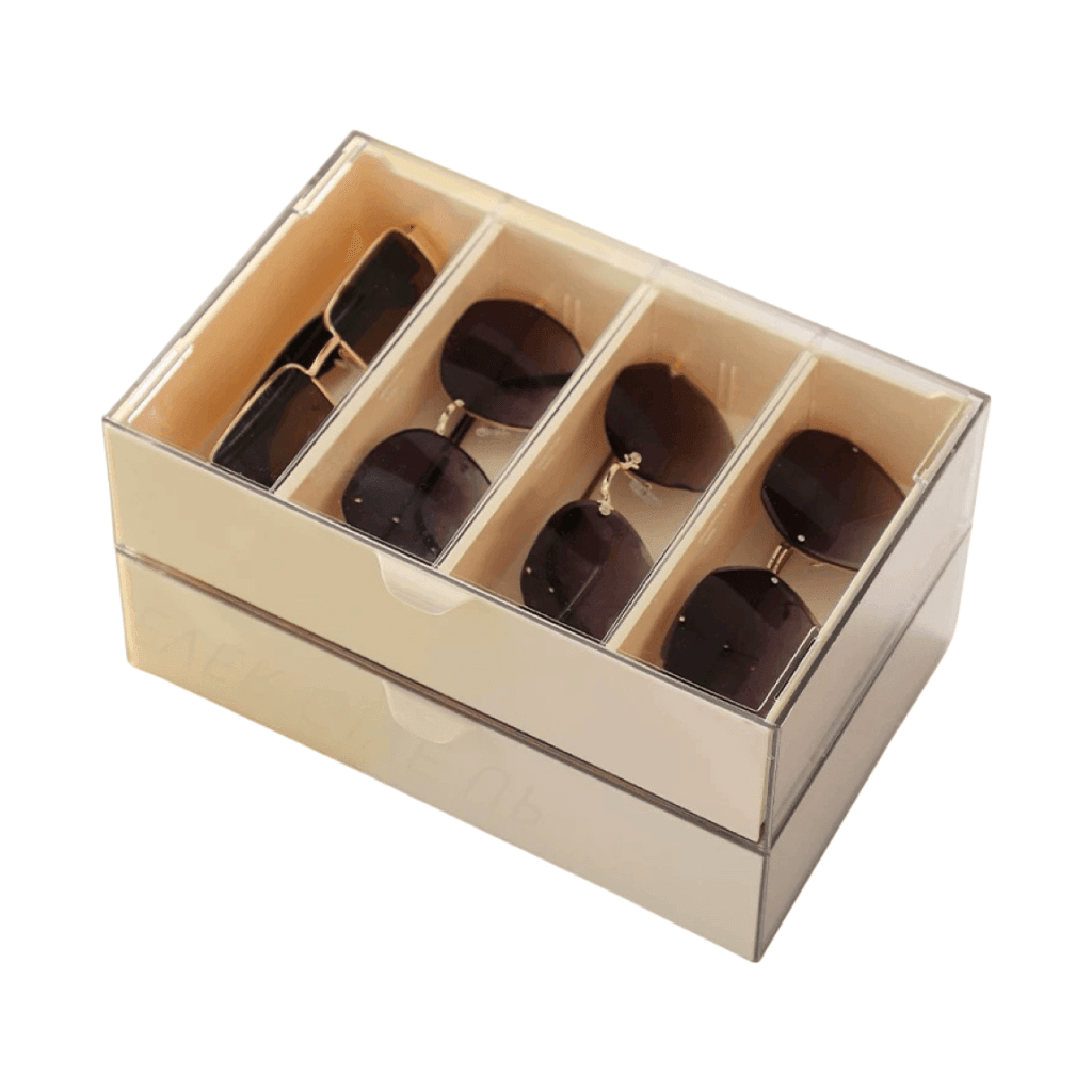 Cream Yellow Integrated Double-layer Multifunctional Eyewear Storage Box GD100067 - Build Your Shops