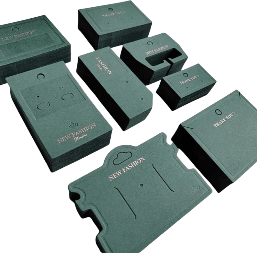 Dark Green "NEW FASHION" Print Earrings/Ear Studs Hang Tag (Pack of 100/500/1000) 80L x 35W - Build Your Shops