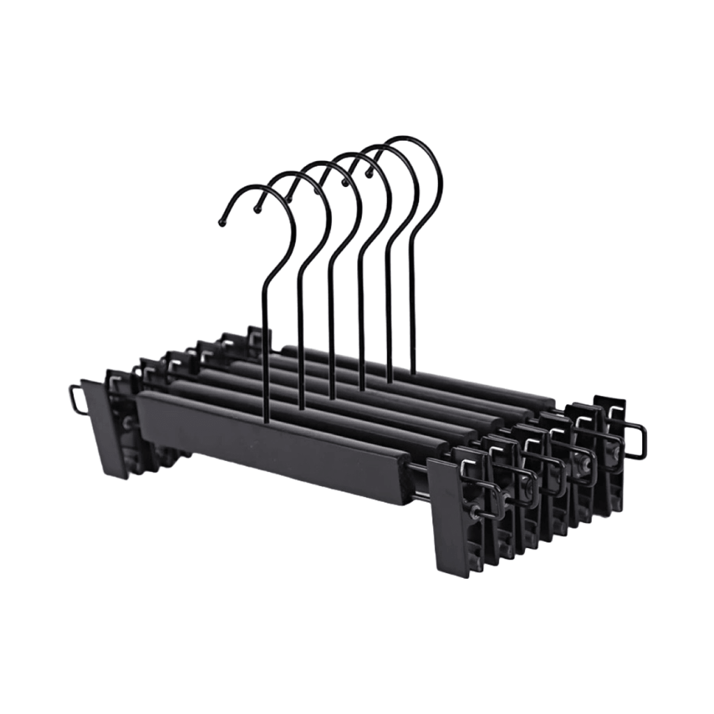 Matt Black Wooden Pant Clip Hanger with Lacquer finish for ADULTS (Pack of 50/200/500) 320W x 12mm Thick HG100127 - Build Your Shops