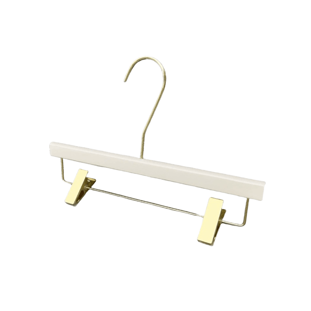 Matt White Wooden Square Bar Pant Clip Hanger with Lacquer finish for ADULTS (Pack of 50/200/500) 350W x 15mm Thick HG170212 - Build Your Shops