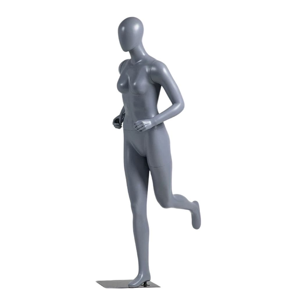 Fiberglass Running Pose Female Mannequin in Grey FM110624