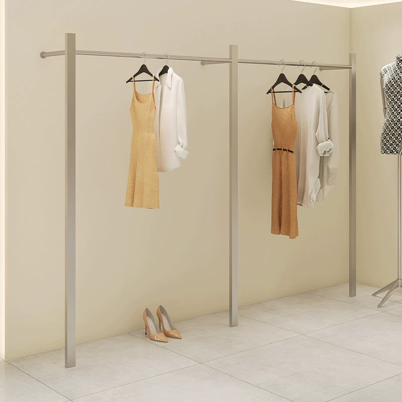 Stainless Steel Dual-Pole Wall-Mounted Clothing Rack 2400L x 300W x 1700H CR100567