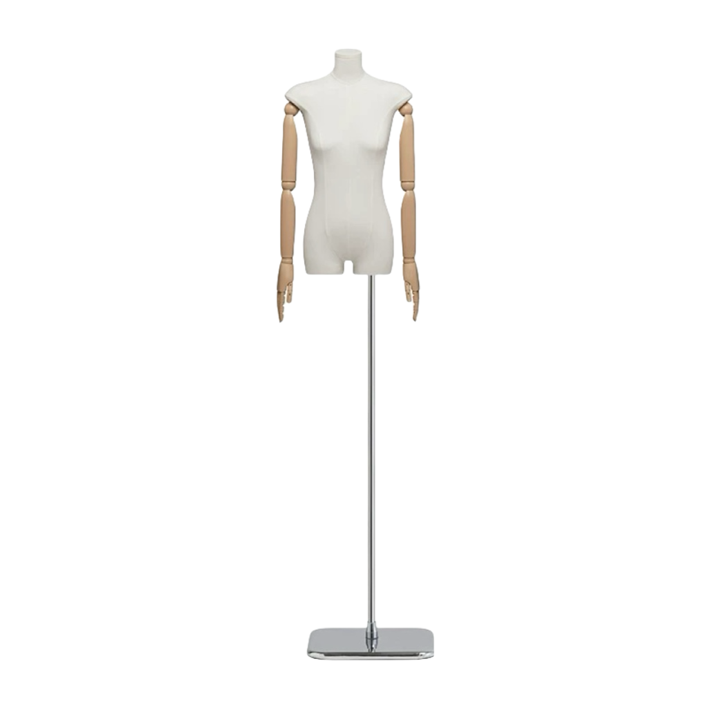 Slim-size Female Mannequin in Thickened Silver Square Base FM120246