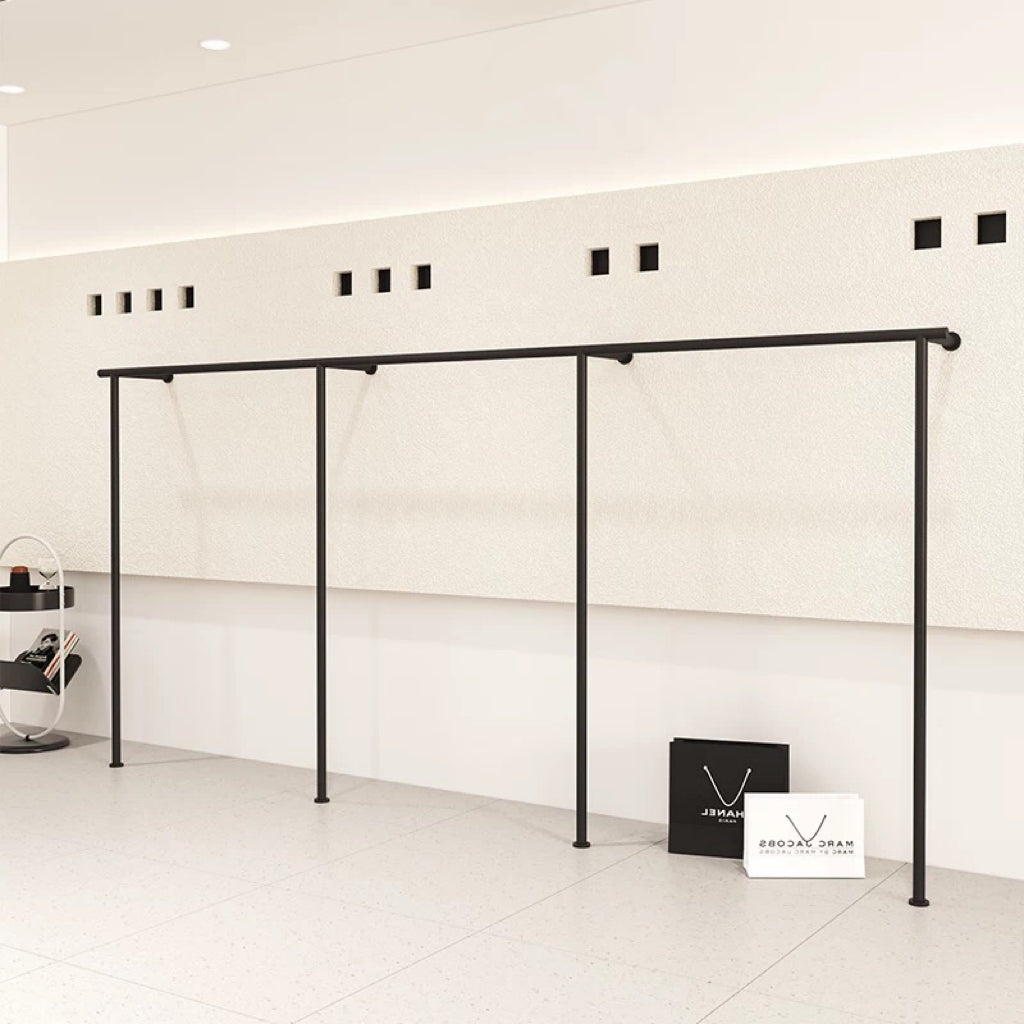 Classic Black Wall-Mounted Clothing Rack 3500L x 280W x 1700H CR100642