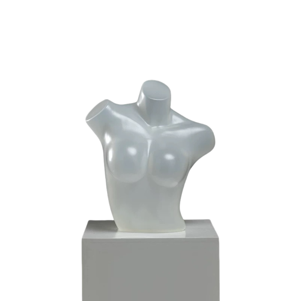 Slanted-shoulder Female Bust Display Torso in Transparent FM100074 - Female Mannequin