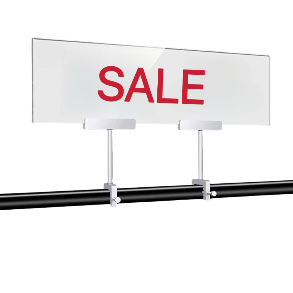 600L x 150W Acrylic Sign with Double Silver Holders SH110030