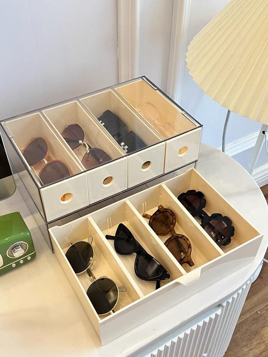 Cream Yellow Integrated Double-layer Multifunctional Eyewear Storage Box GD100067 - Build Your Shops