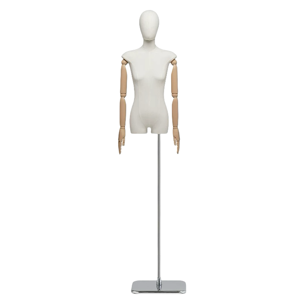 Slim-size Female Mannequin in Thickened Silver Square Base FM120246