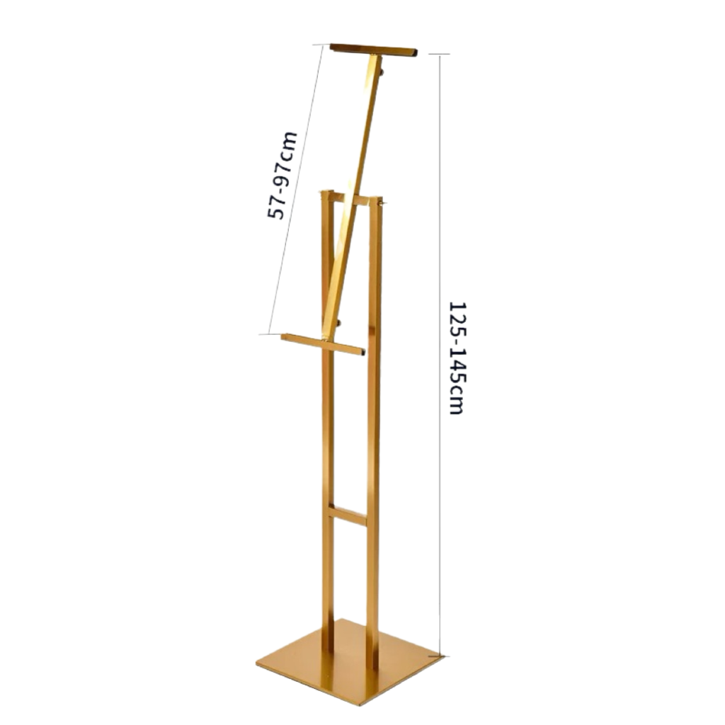 Modern Metal Freestanding Floor Sign with Adjustable Height in Titanium Gold SH120167