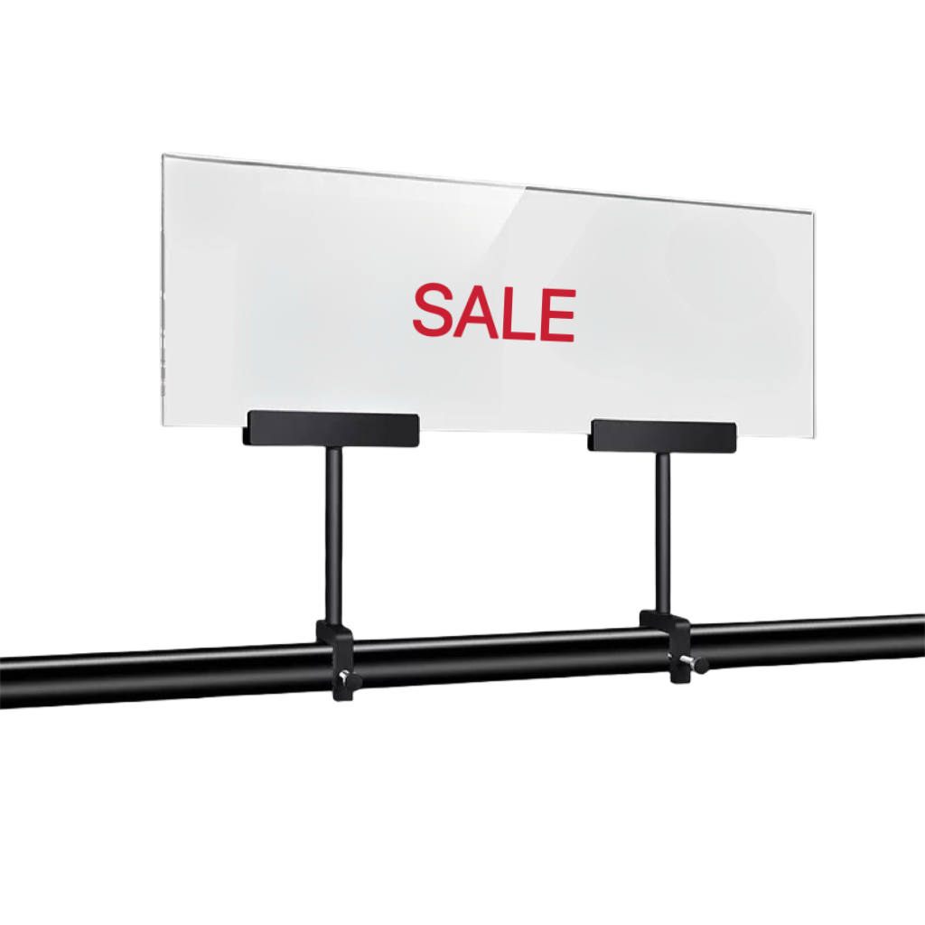 500L x 150W Acrylic Sign with Double Black Holders SH110028