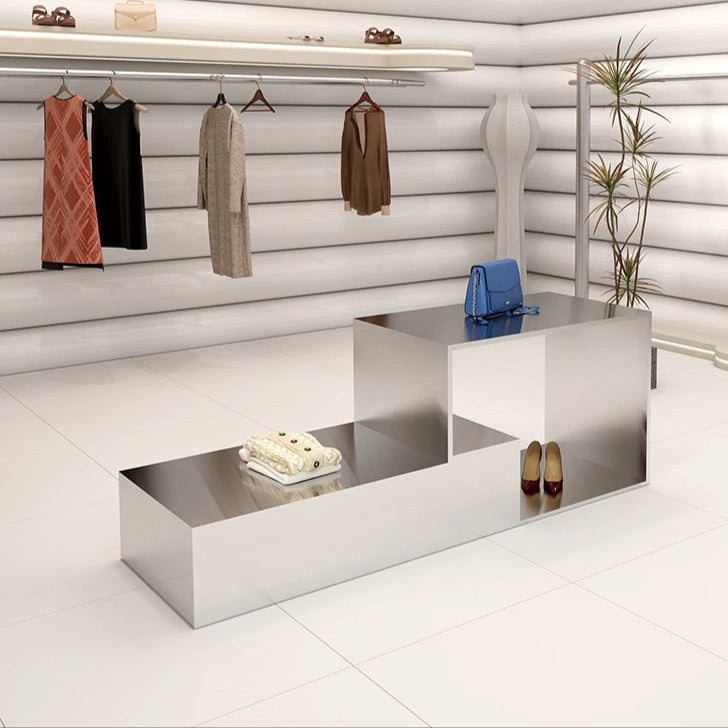 Stainless Steel Display Table with Step Design 1500L x 500W x 600H dpt101649