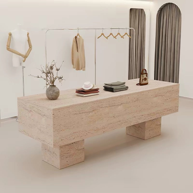 Travertine Veneer Retail Display Table 1400L x 600W x 750H dpt102843