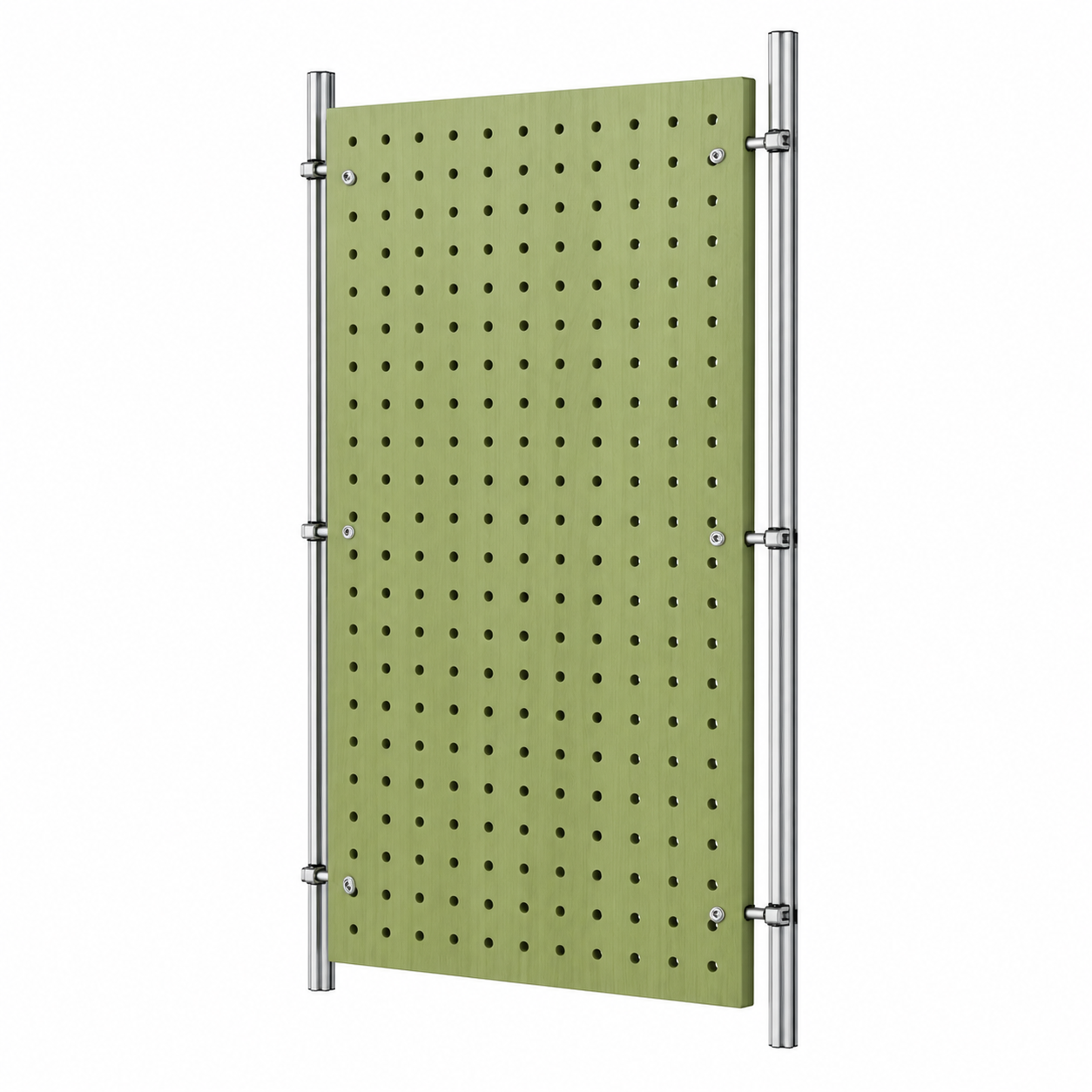 Green Wood-Grain and Stainless Steel Double-Pillar Pegboard Display Rack 1200W x 2400H MDS120754
