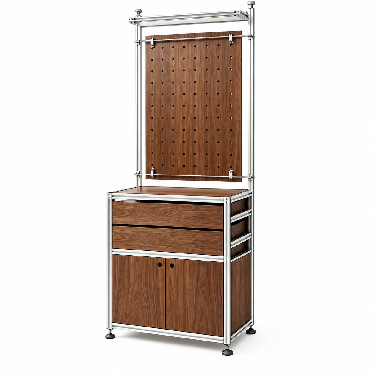Walnut Wood and Silver Aluminum Frame Combined Display Cabinet 800L x 450W x 2000H MDS121164