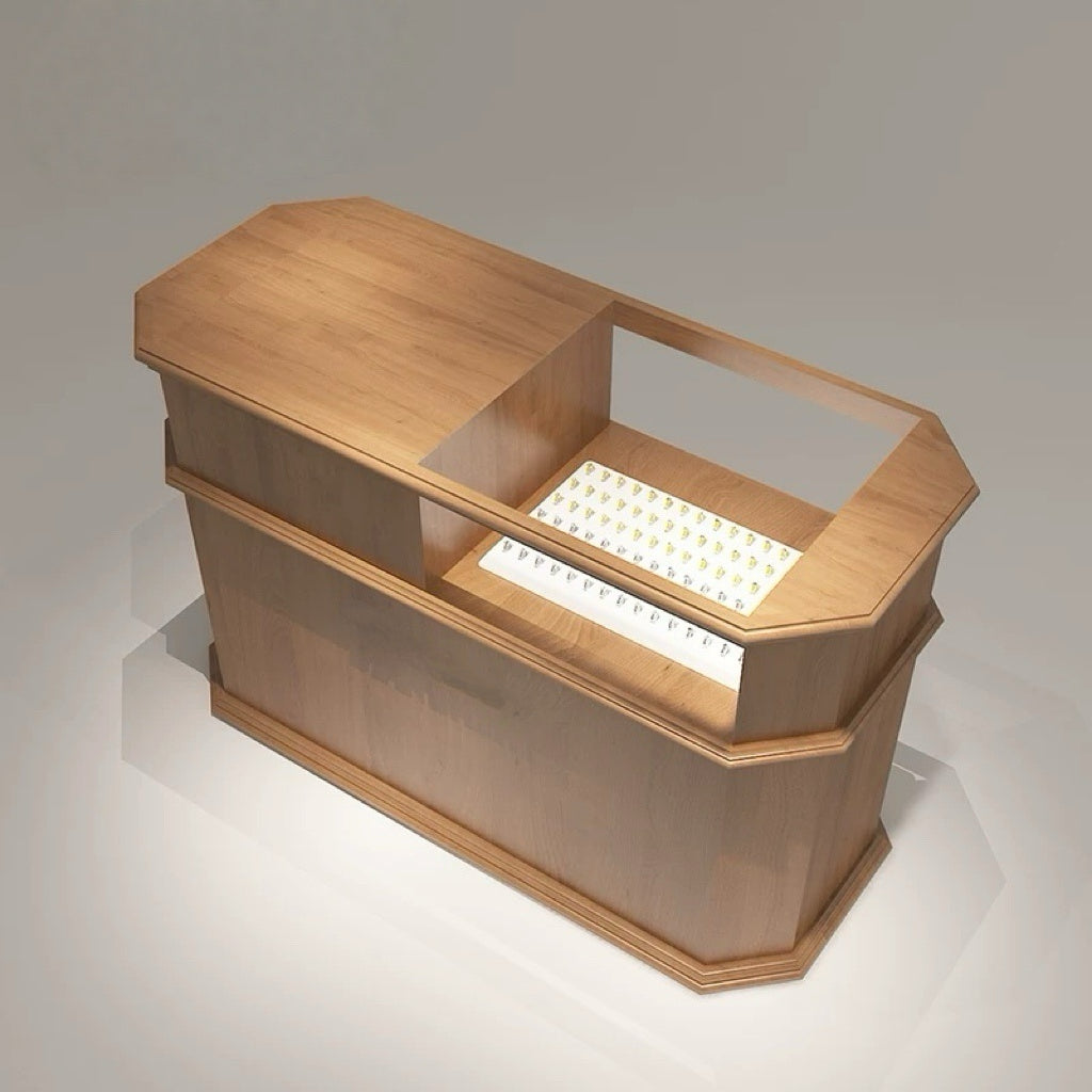 Wood Grain Checkout Counter with Display Top 1280L x 610W x 900H dpt102635
