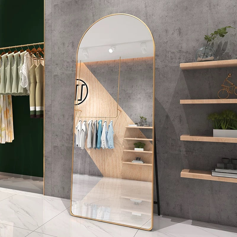 Metal Full-Length Modern Dressing Mirror in Gold