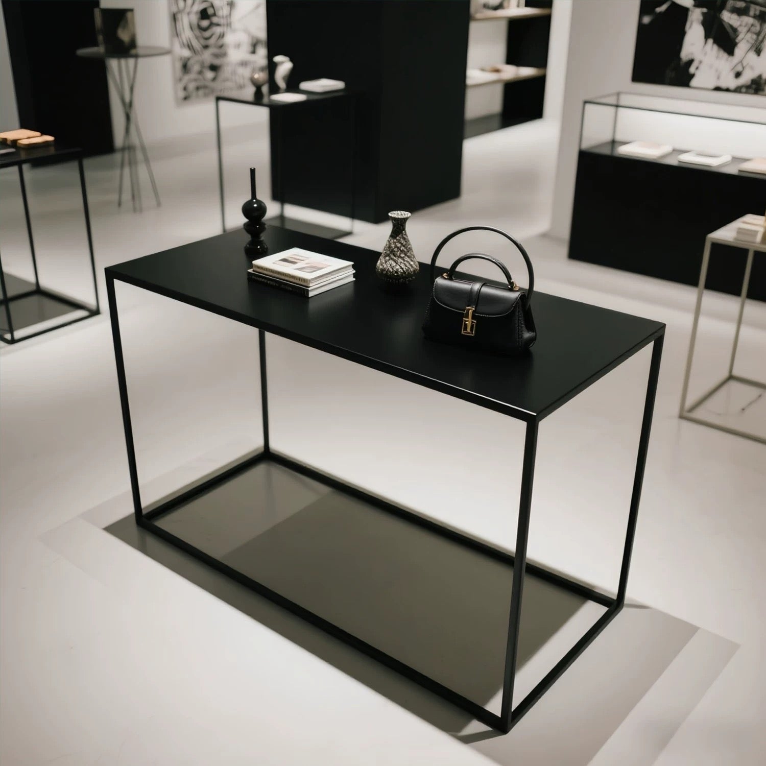 Black Metal Display Table 1200/1400L x 400W x 750H