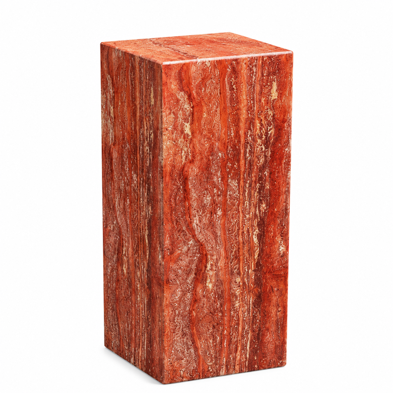 Natural Red Travertine Hollow-Core Square Display Pedestal 400L x 400W x 700H DPR121124