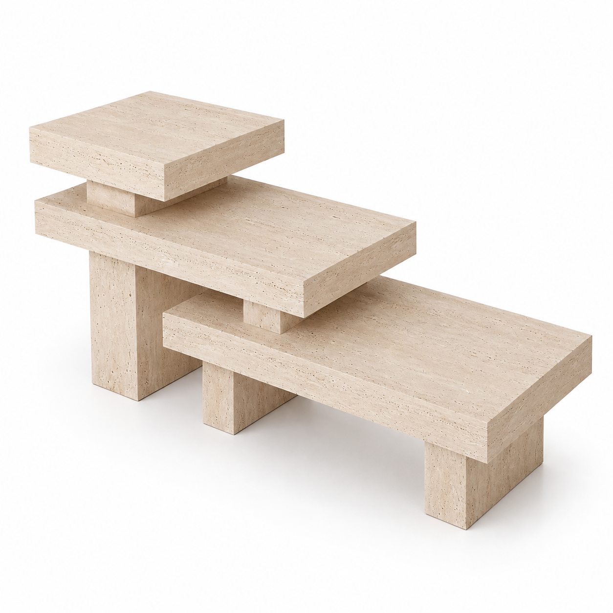 All-Travertine Veneer Staggered Retail Display Table 1400L x 600W x 900H dpt102876