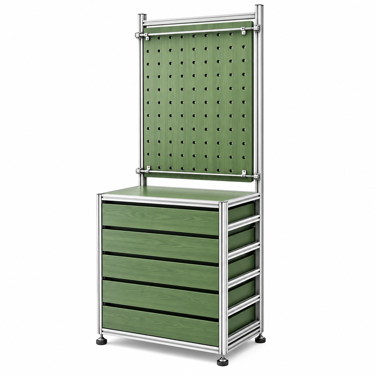 Green Wood-Grain and Silver Aluminum Frame Combined Display Cabinet 800L x 450W x 2000H MDS131164