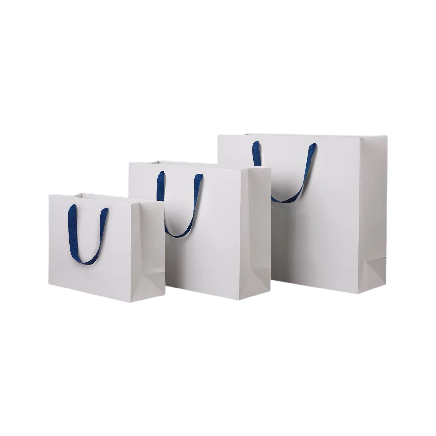 Stylish White Paper Bag with Woven Handles in Small 300L x 230H x 120W SPB120215