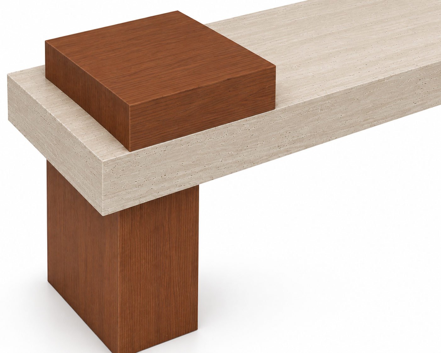 Travertine Veneer Top with Oak Legs Retail Display Table 1400L x 600W x 800H dpt102742