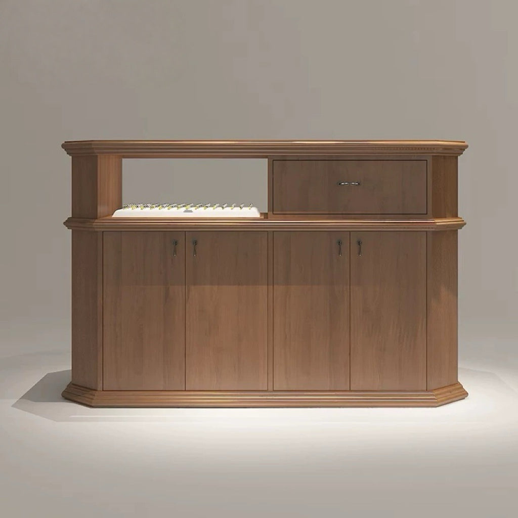 Wood Grain Checkout Counter with Display Top 1280L x 610W x 900H dpt102635