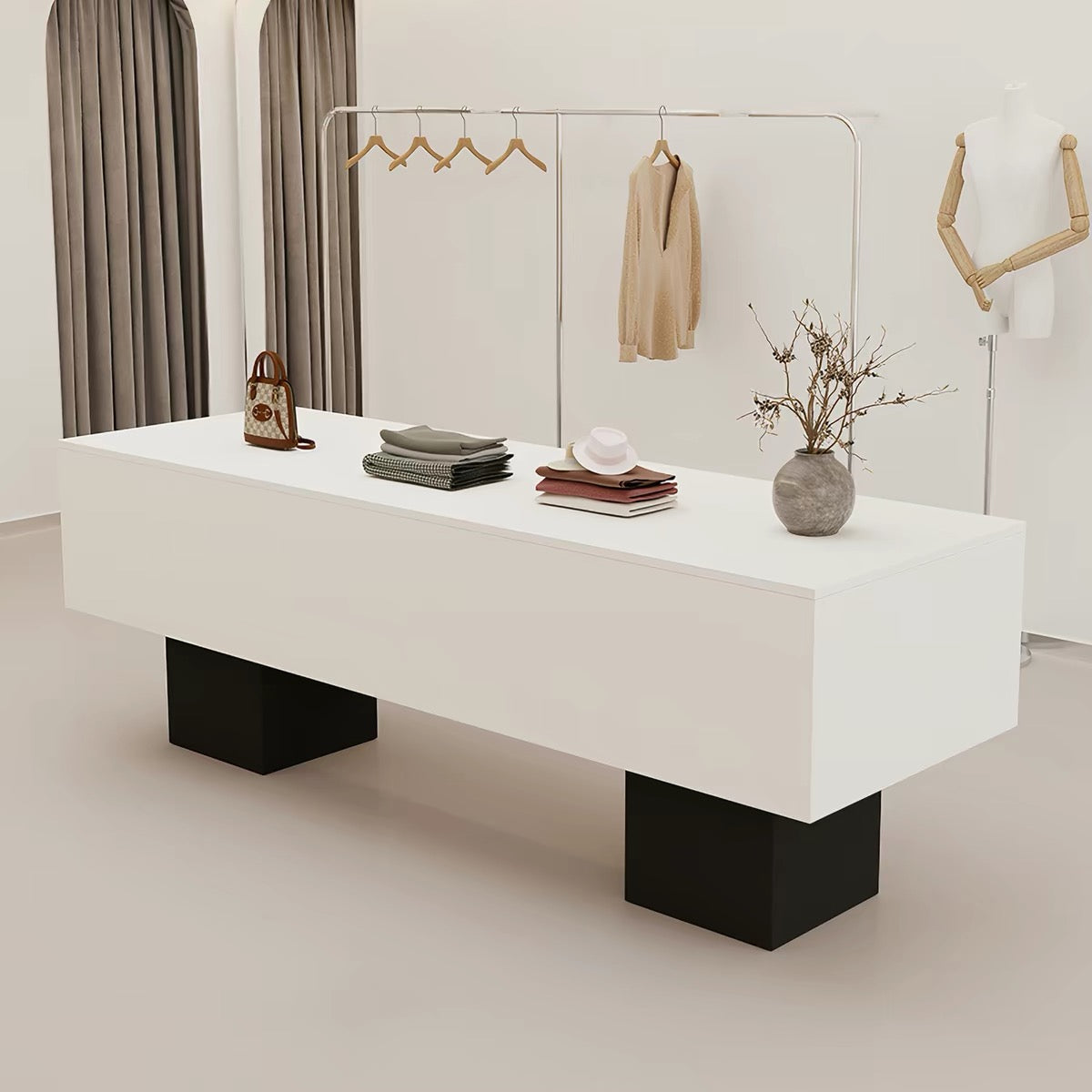 White Top and Black Legs All-Painted Retail Display Table 1400L x 600W x 750H dpt102354