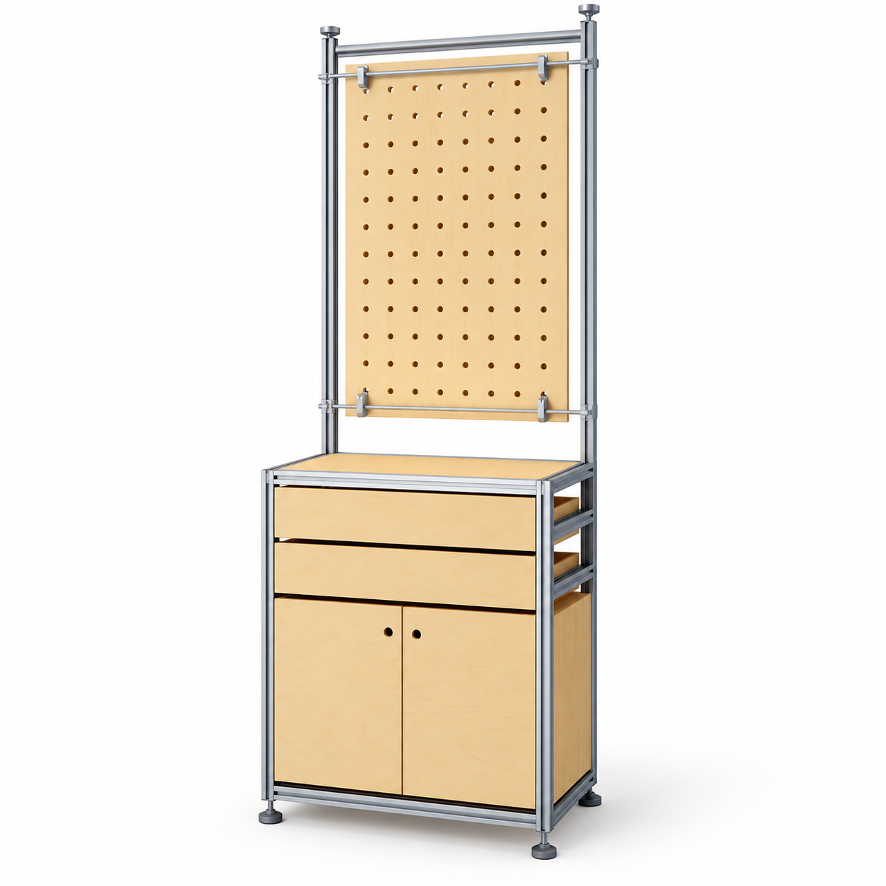 Beech Wood and Silver Aluminum Frame Combined Display Cabinet 800L x 450W x 2000H MDS101064