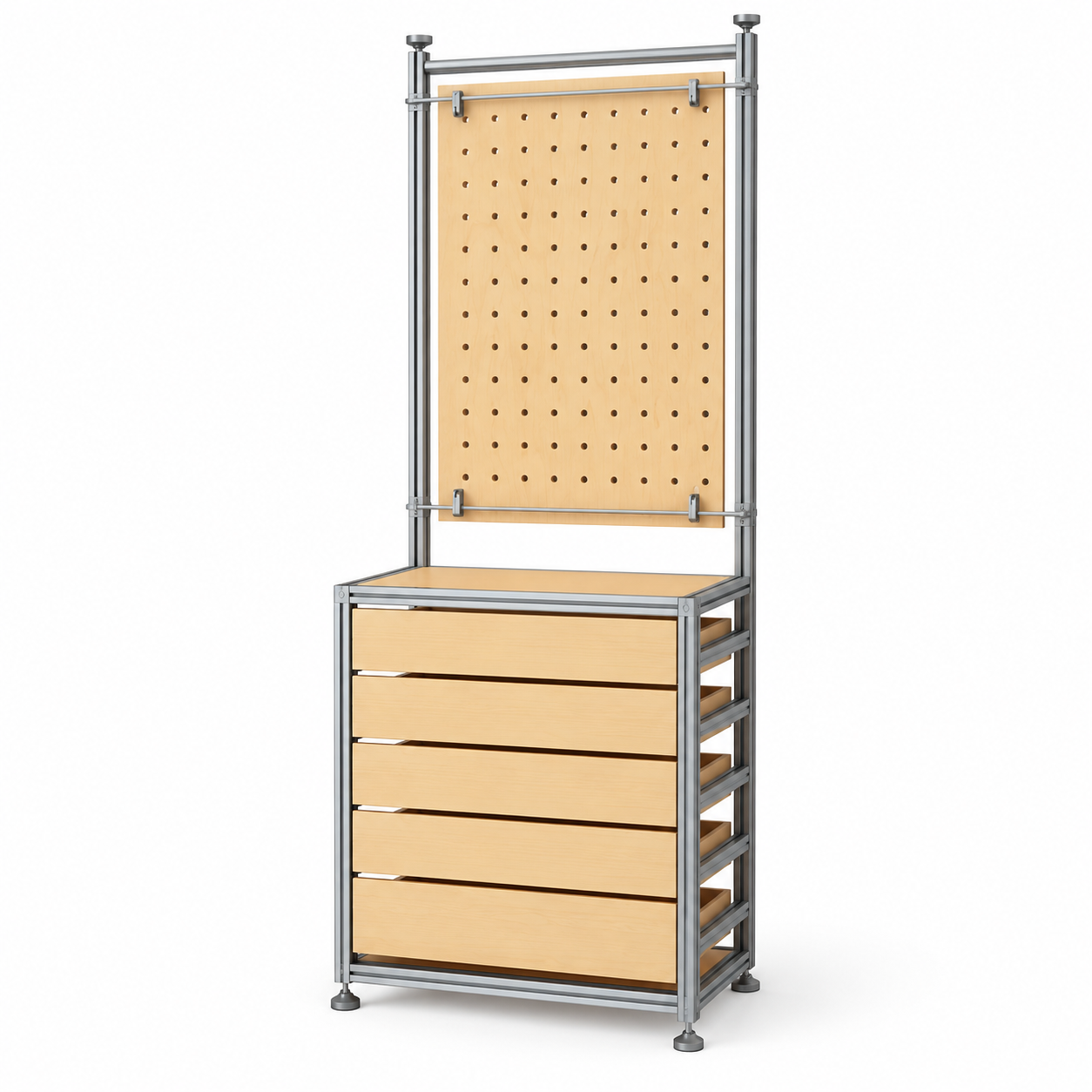 Beech Wood and Silver Aluminum Frame Combined Display Cabinet 800L x 450W x 2000H MDS111064
