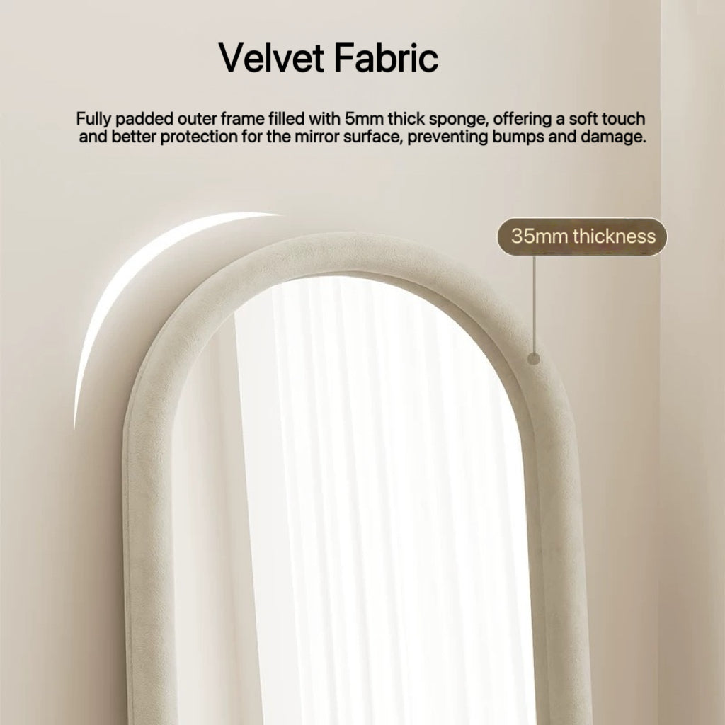 Velvet-Framed Full-Length Mirror with Stand
