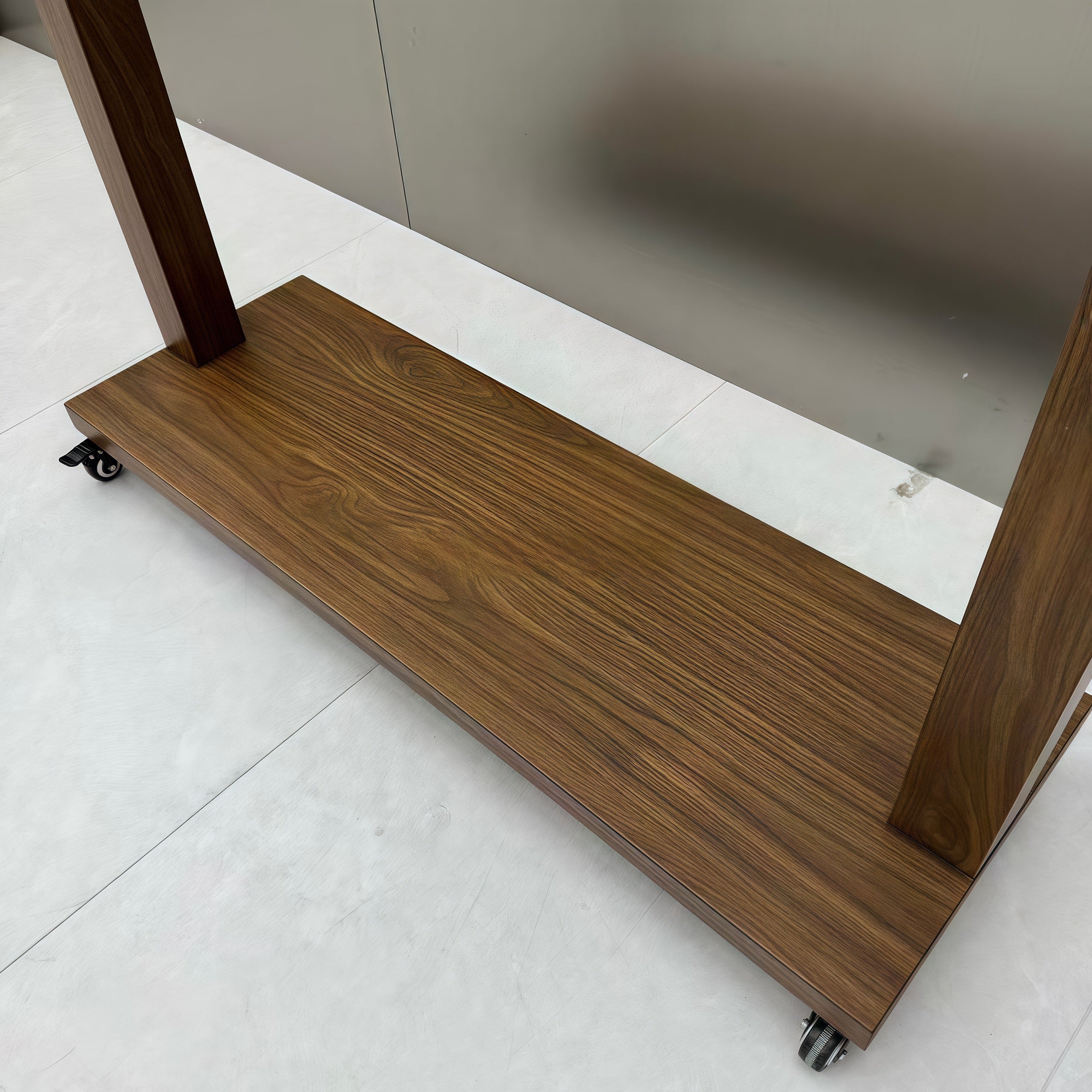 Wood Grain Finish Clothing Display Rack with Mobile Base 1500L x 450W x 1700H CR100962