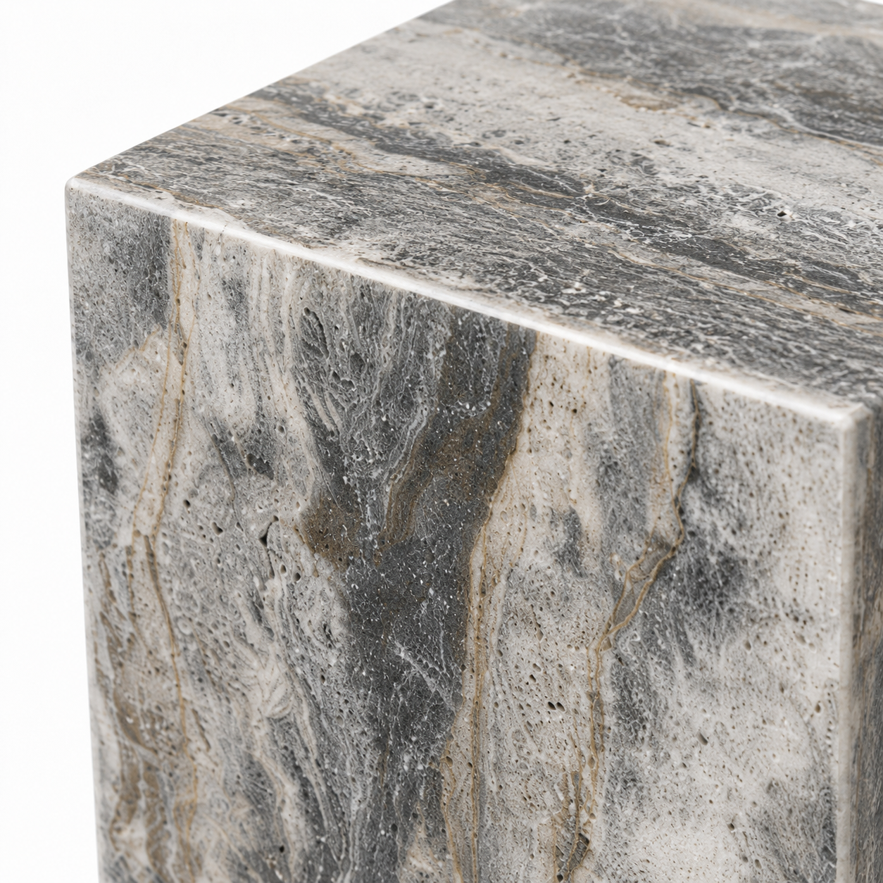 Natural Grey Travertine Hollow-Core Square Display Pedestal 400L x 400W x 700H DPR121064