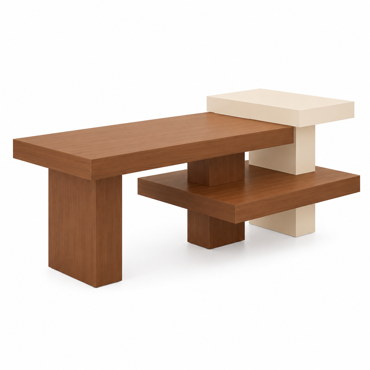 Oak Veneer and Cream Painted Two-Tier Retail Display Table 1600L x 800W x 900H dpt112683