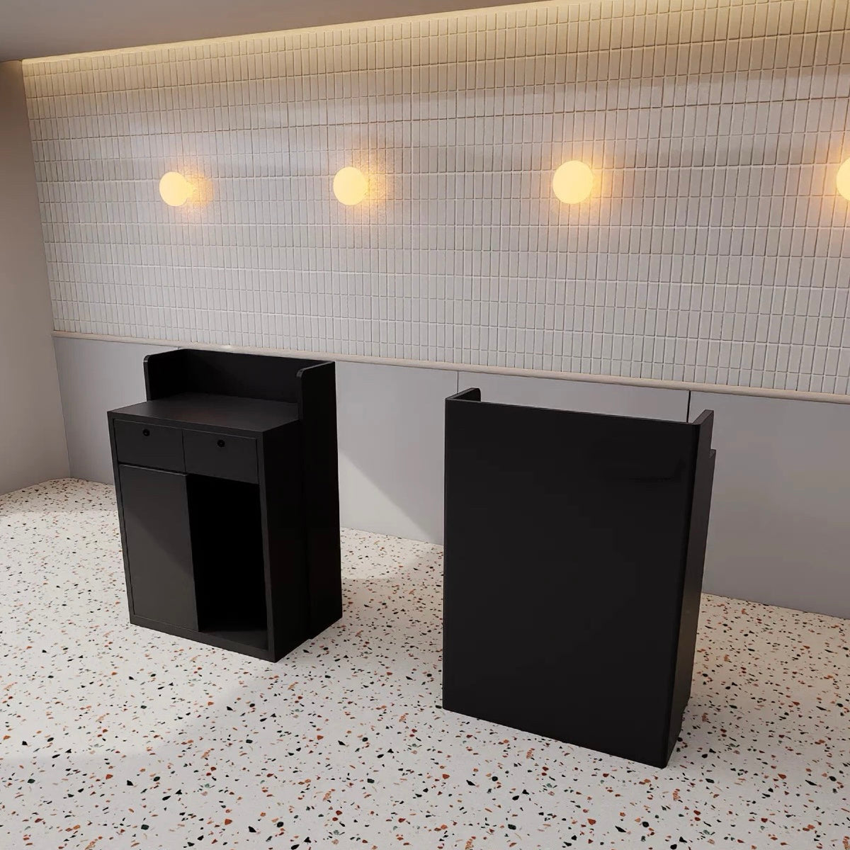 All-Black Painted Compact Cashier Counter 800L x 500W x 1000H dpc101367