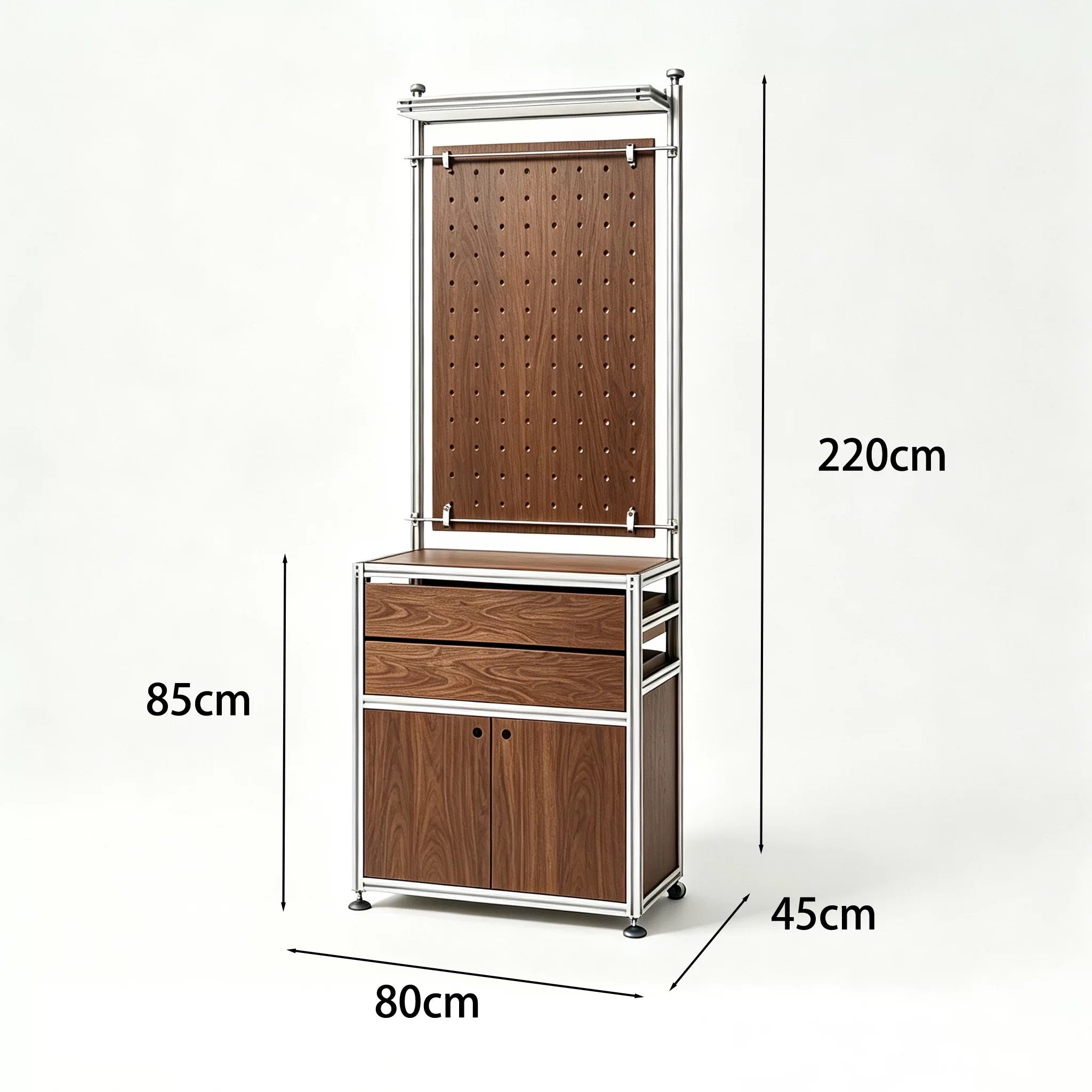 Walnut Wood and Silver Aluminum Frame Combined Display Cabinet 800L x 450W x 2000H MDS121164